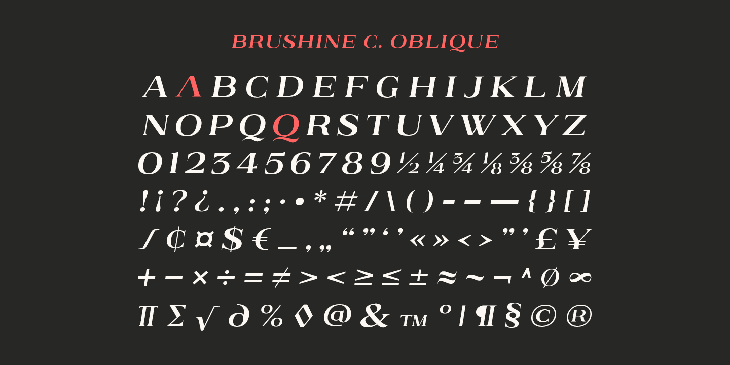 Пример шрифта Brushine Collection Oblique